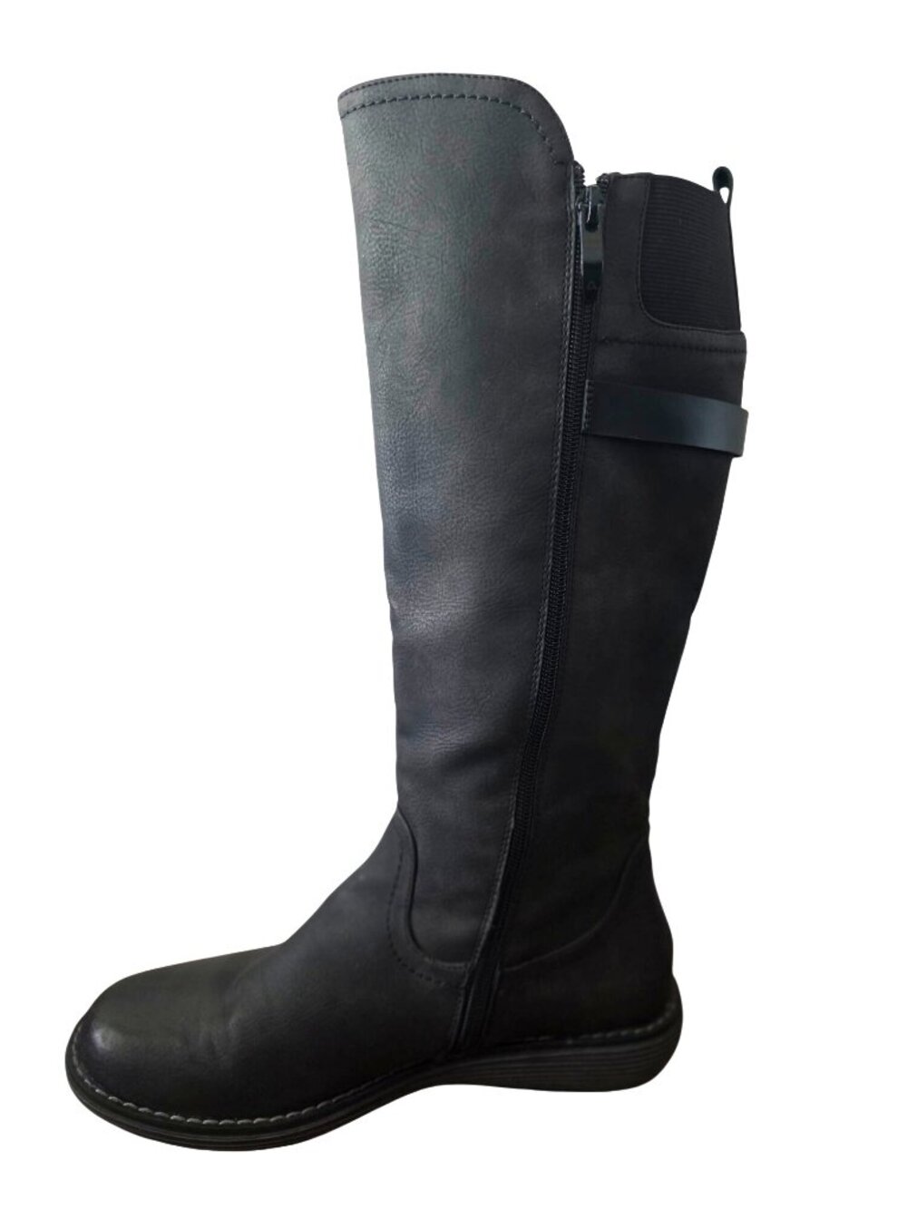 Extreme By Eddie Marc DELILAH Black Knee-High Faux Leather Side-Zip Boots Sz 8